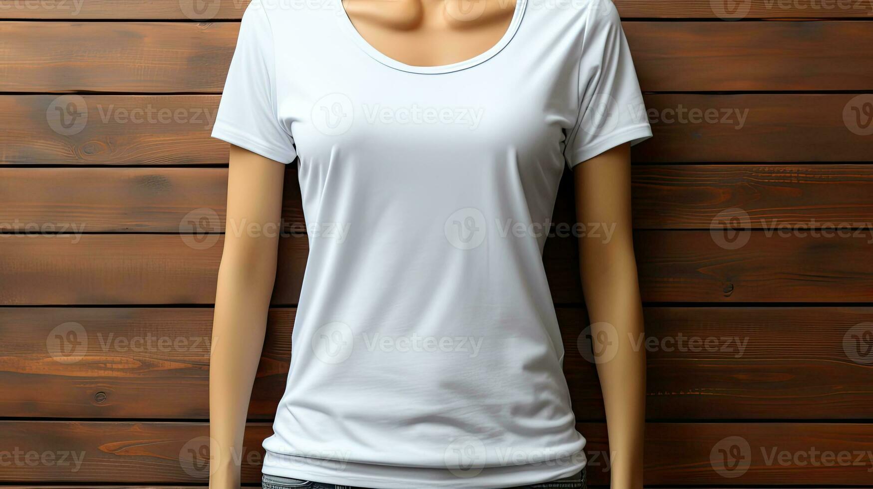 Beautiful young woman on a gray background in a white T-shirt photo