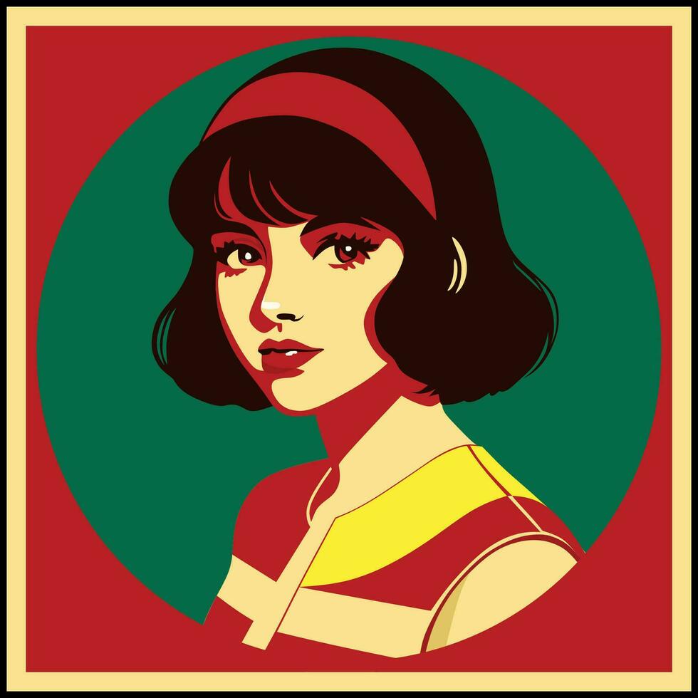 Portrait of a Girl in duotone style vector