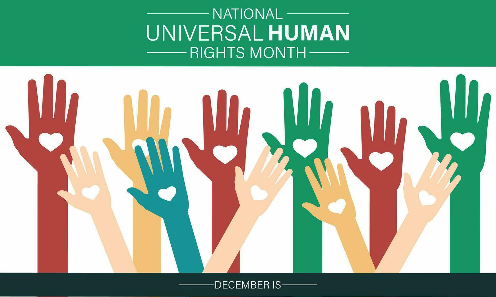Human Rights Day is observed by the international community every year on 10 December. love with hand . Banner, poster, card, background design. vector