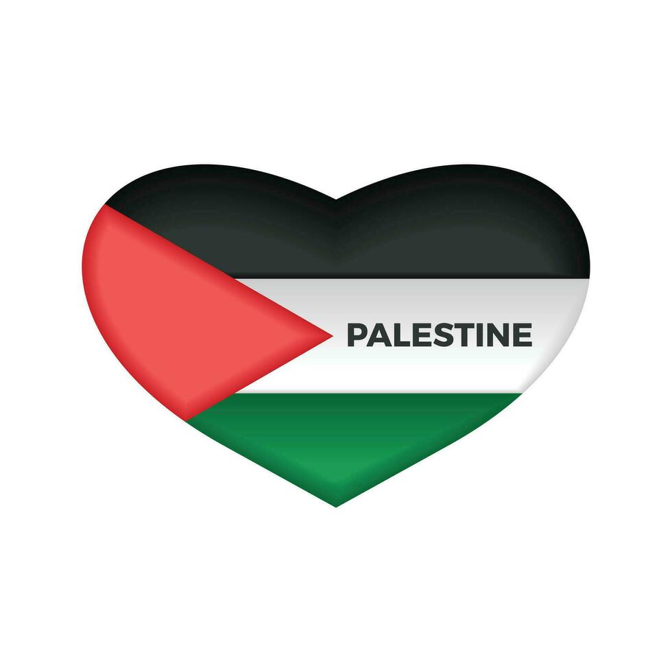 Palestina bandera aislado en blanco antecedentes. Palestina bandera marco con amor símbolo. bandera, póster, tarjeta, antecedentes diseño. vector