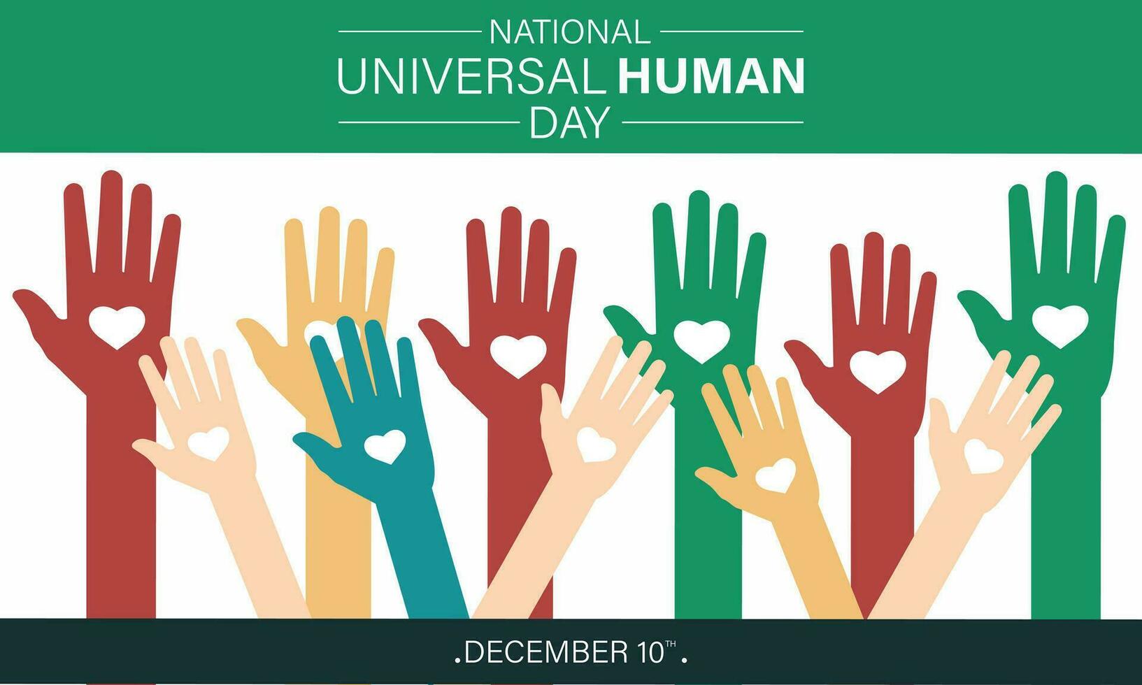 Human Rights Day is observed by the international community every year on 10 December. love with hand . Banner, poster, card, background design. vector