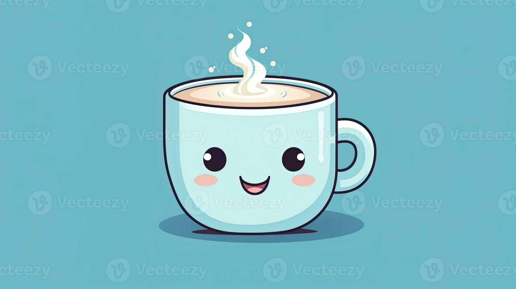 Illustration of Cute Art, Coffee, Coffee Cup, Steam, Cartoon, Adorable Faces photo
