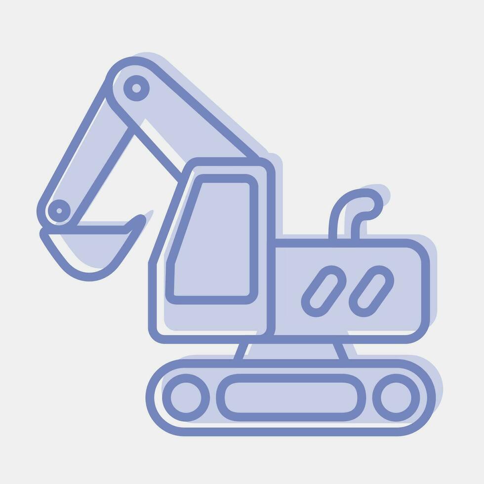 Icon tracked excavator. Heavy equipment elements. Icons in two tone style. Good for prints, posters, logo, infographics, etc. vector