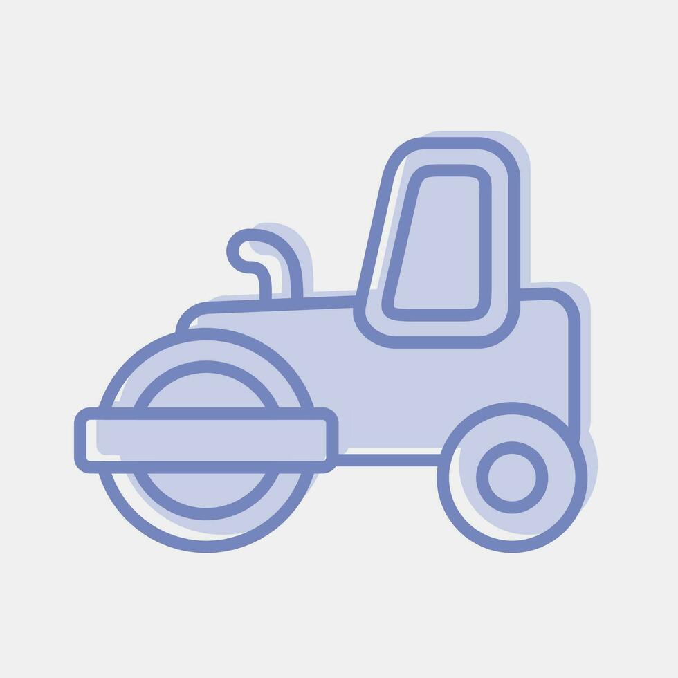 Icon road roller. Heavy equipment elements. Icons in two tone style. Good for prints, posters, logo, infographics, etc. vector