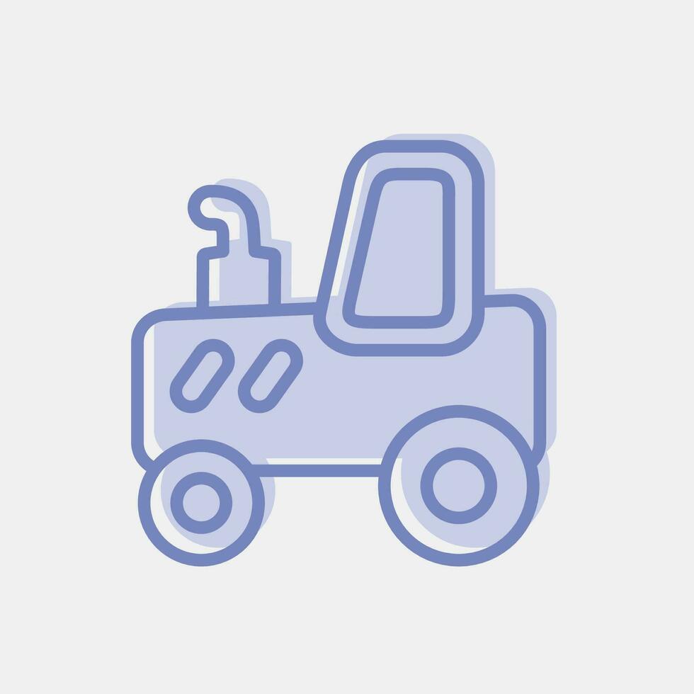 Icon tracktor. Heavy equipment elements. Icons in two tone style. Good for prints, posters, logo, infographics, etc. vector