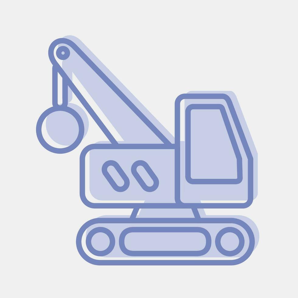 Icon crane with wrecking ball. Heavy equipment elements. Icons in two tone style. Good for prints, posters, logo, infographics, etc. vector