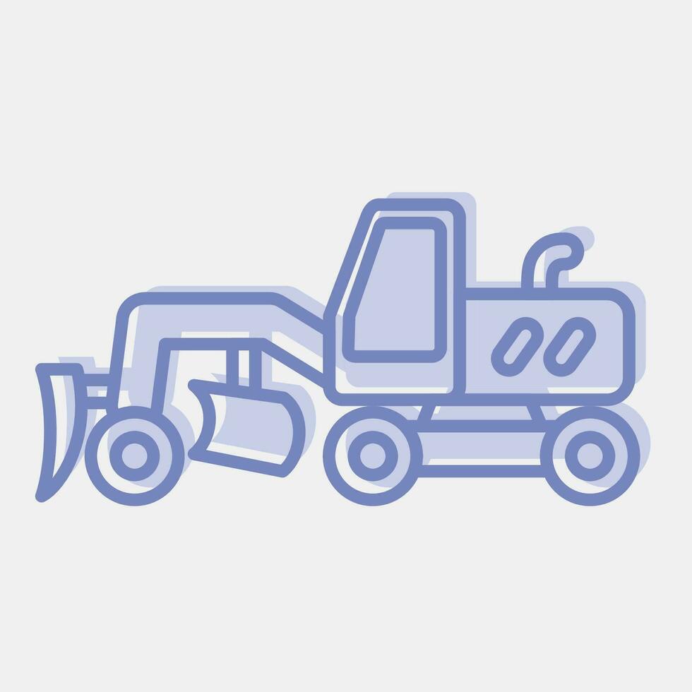 Icon road grader. Heavy equipment elements. Icons in two tone style. Good for prints, posters, logo, infographics, etc. vector