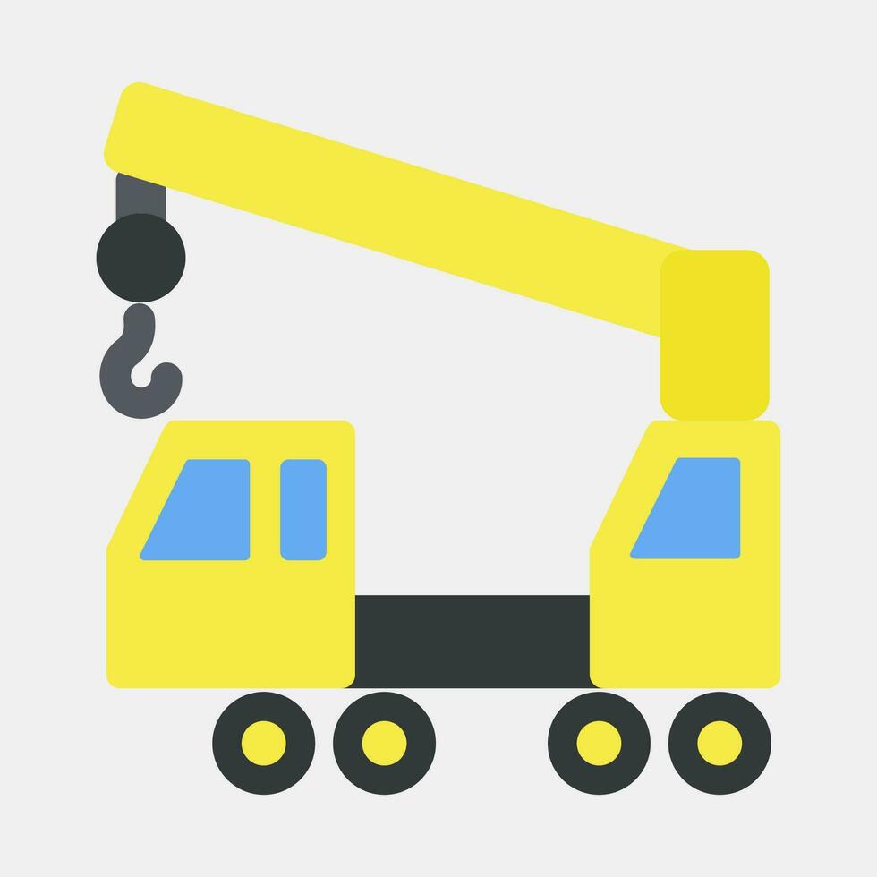 Icon wheeled crane. Heavy equipment elements. Icons in flat style. Good for prints, posters, logo, infographics, etc. vector