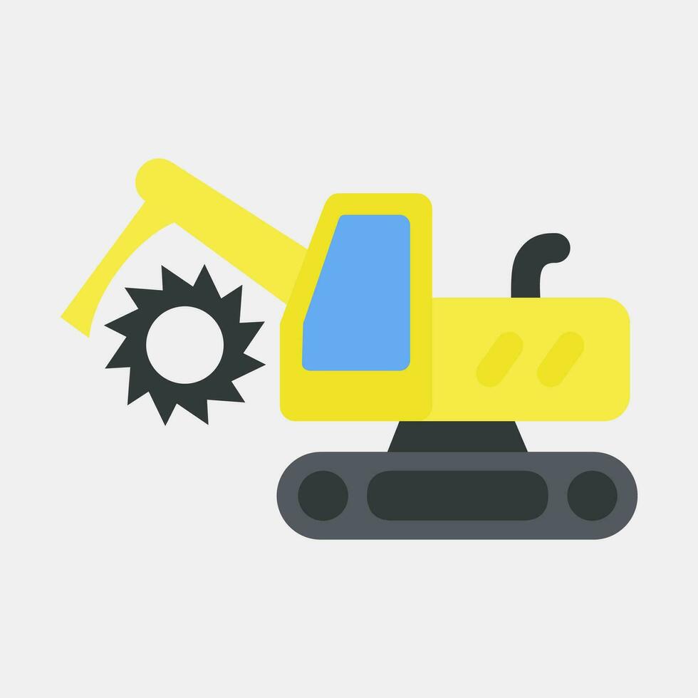 Icon trencher machine. Heavy equipment elements. Icons in flat style. Good for prints, posters, logo, infographics, etc. vector