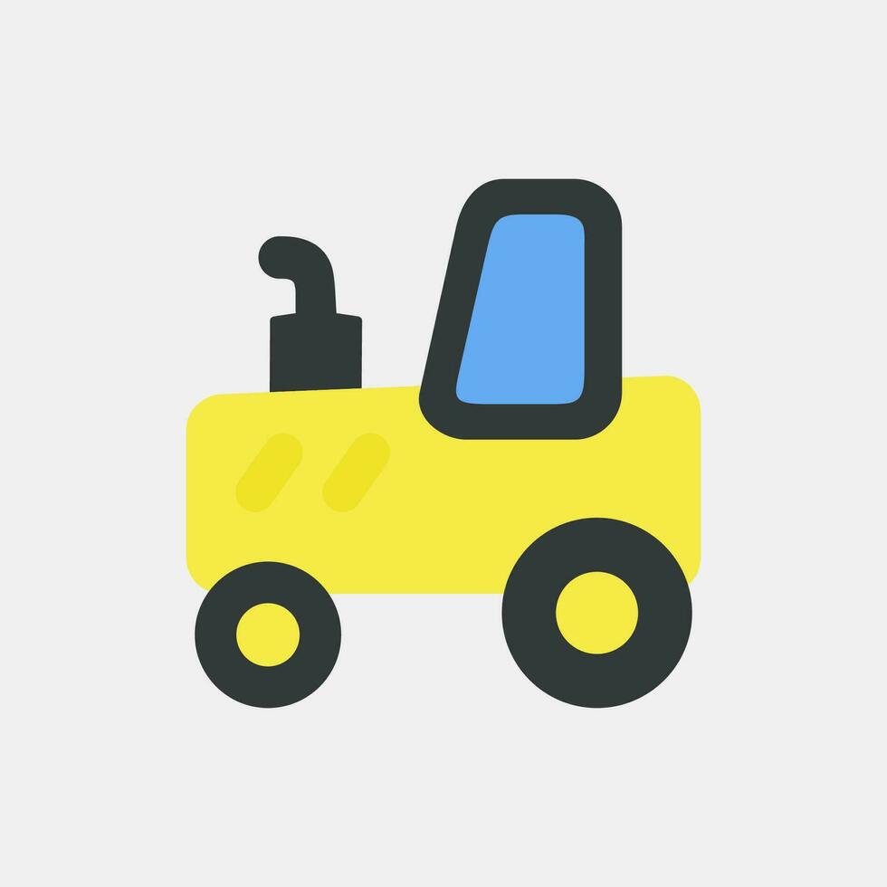 Icon tracktor. Heavy equipment elements. Icons in flat style. Good for prints, posters, logo, infographics, etc. vector