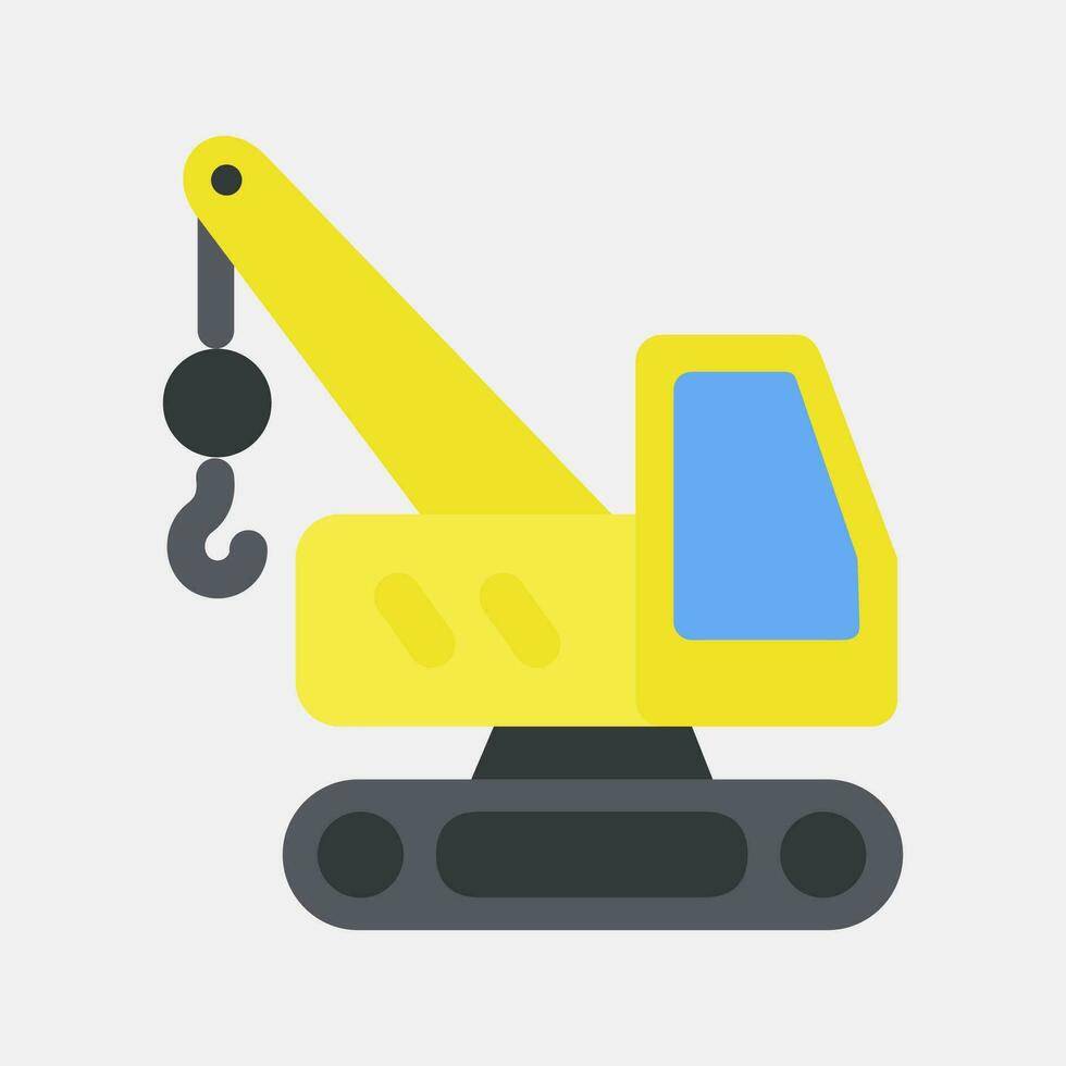 Icon hoisting crane. Heavy equipment elements. Icons in flat style. Good for prints, posters, logo, infographics, etc. vector