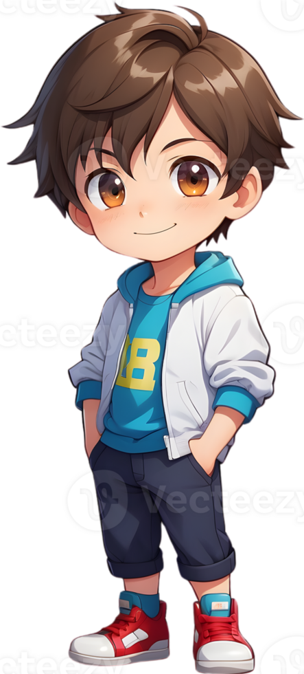 Adorable cartoon boy, sweet kid character, cute child avatar ai generative png