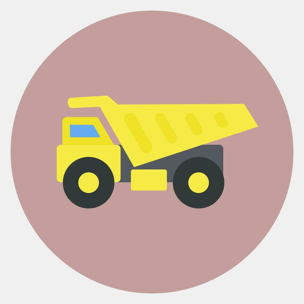 Icon dump truck. Heavy equipment elements. Icons in color mate style. Good for prints, posters, logo, infographics, etc. vector