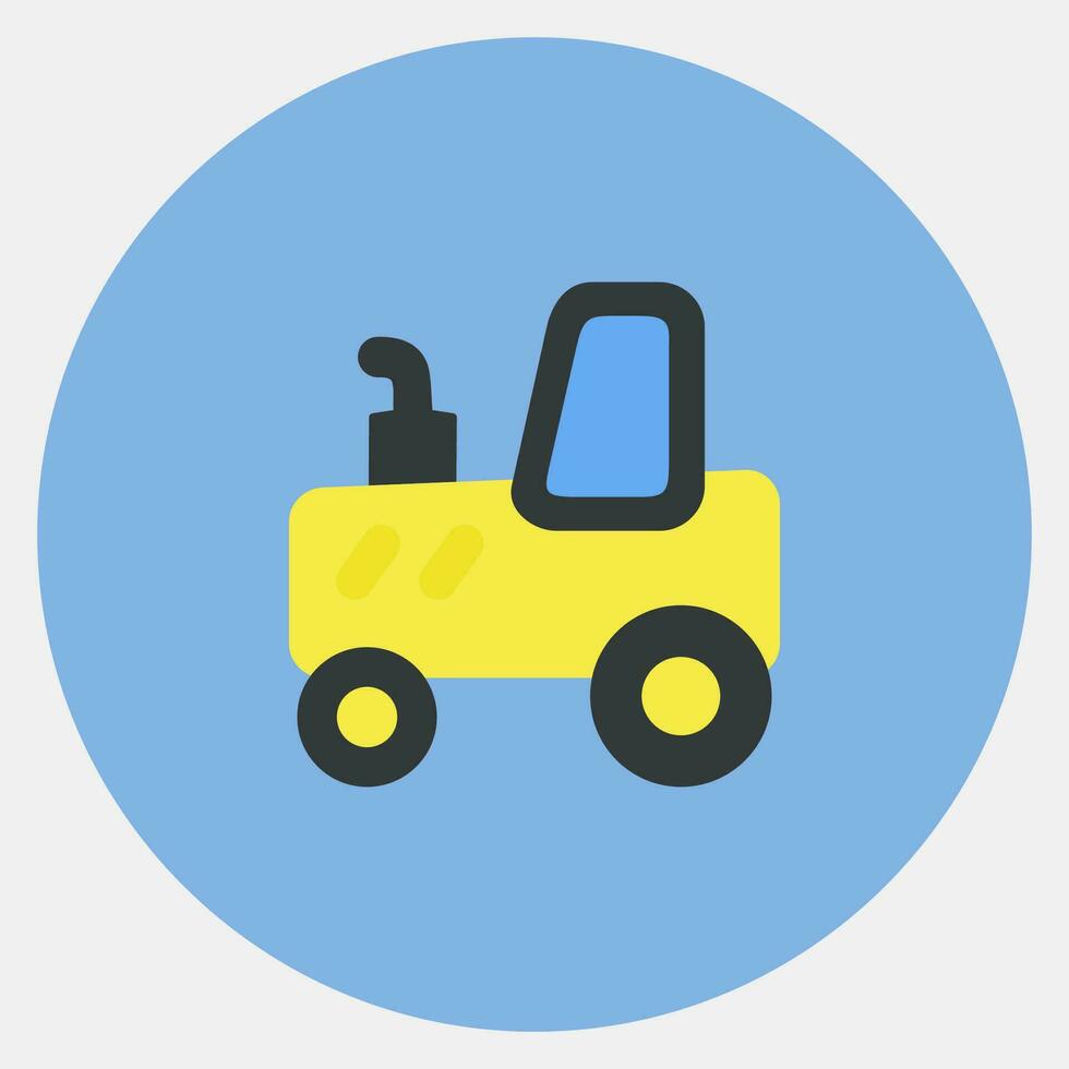 Icon tracktor. Heavy equipment elements. Icons in color mate style. Good for prints, posters, logo, infographics, etc. vector