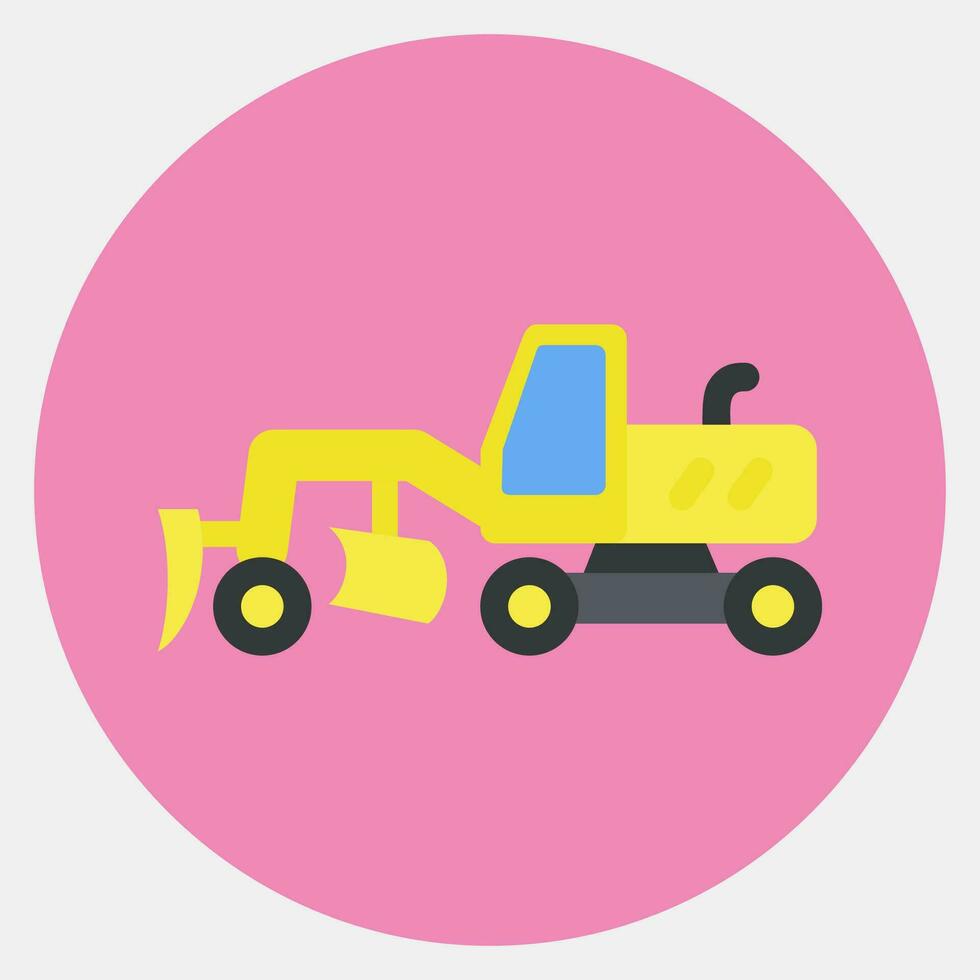 Icon road grader. Heavy equipment elements. Icons in color mate style. Good for prints, posters, logo, infographics, etc. vector