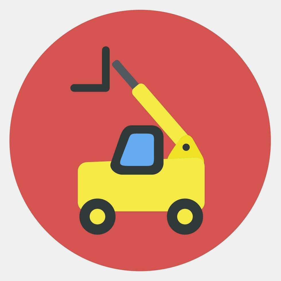 Icon telescopic loader telehandler. Heavy equipment elements. Icons in color mate style. Good for prints, posters, logo, infographics, etc. vector
