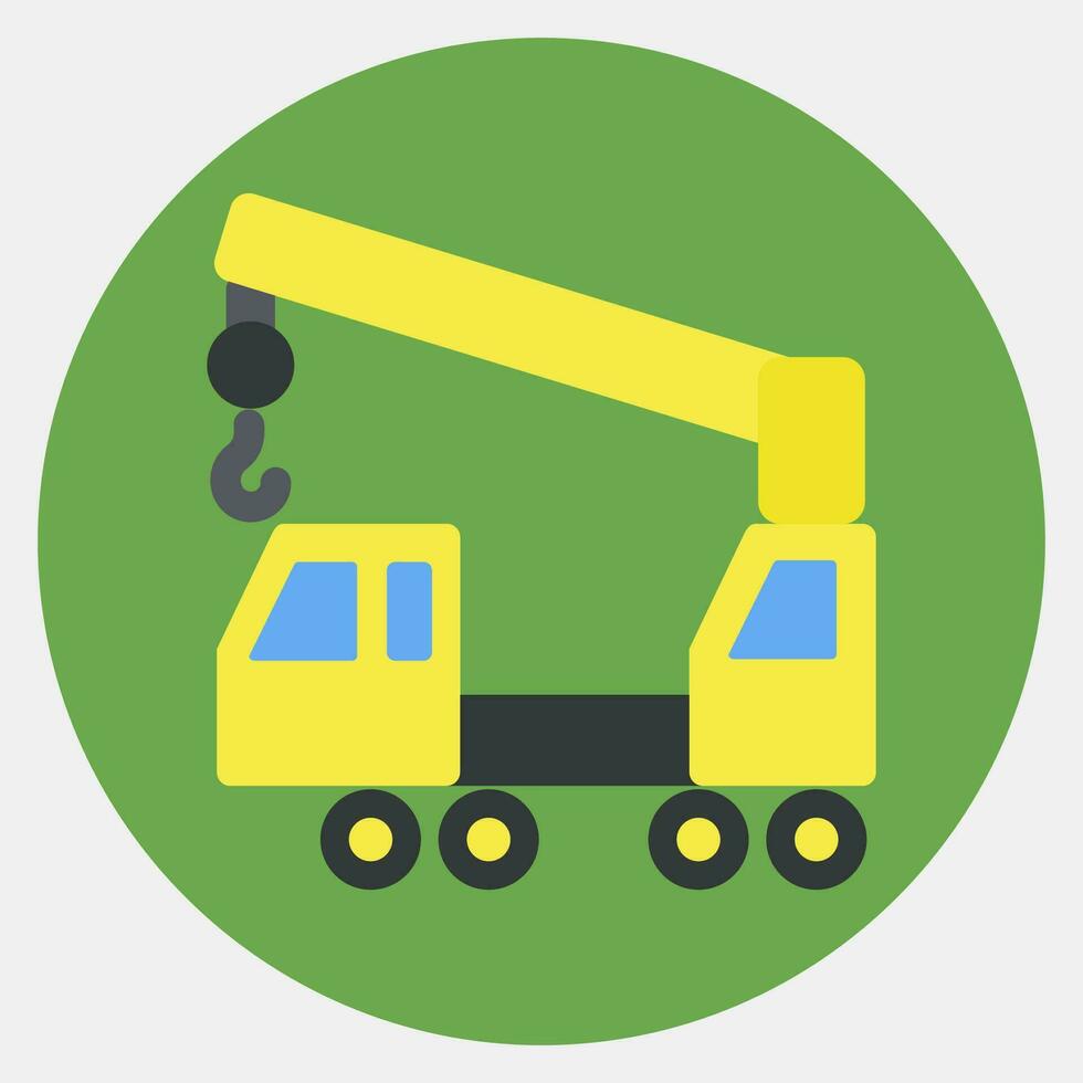 Icon wheeled crane. Heavy equipment elements. Icons in color mate style. Good for prints, posters, logo, infographics, etc. vector