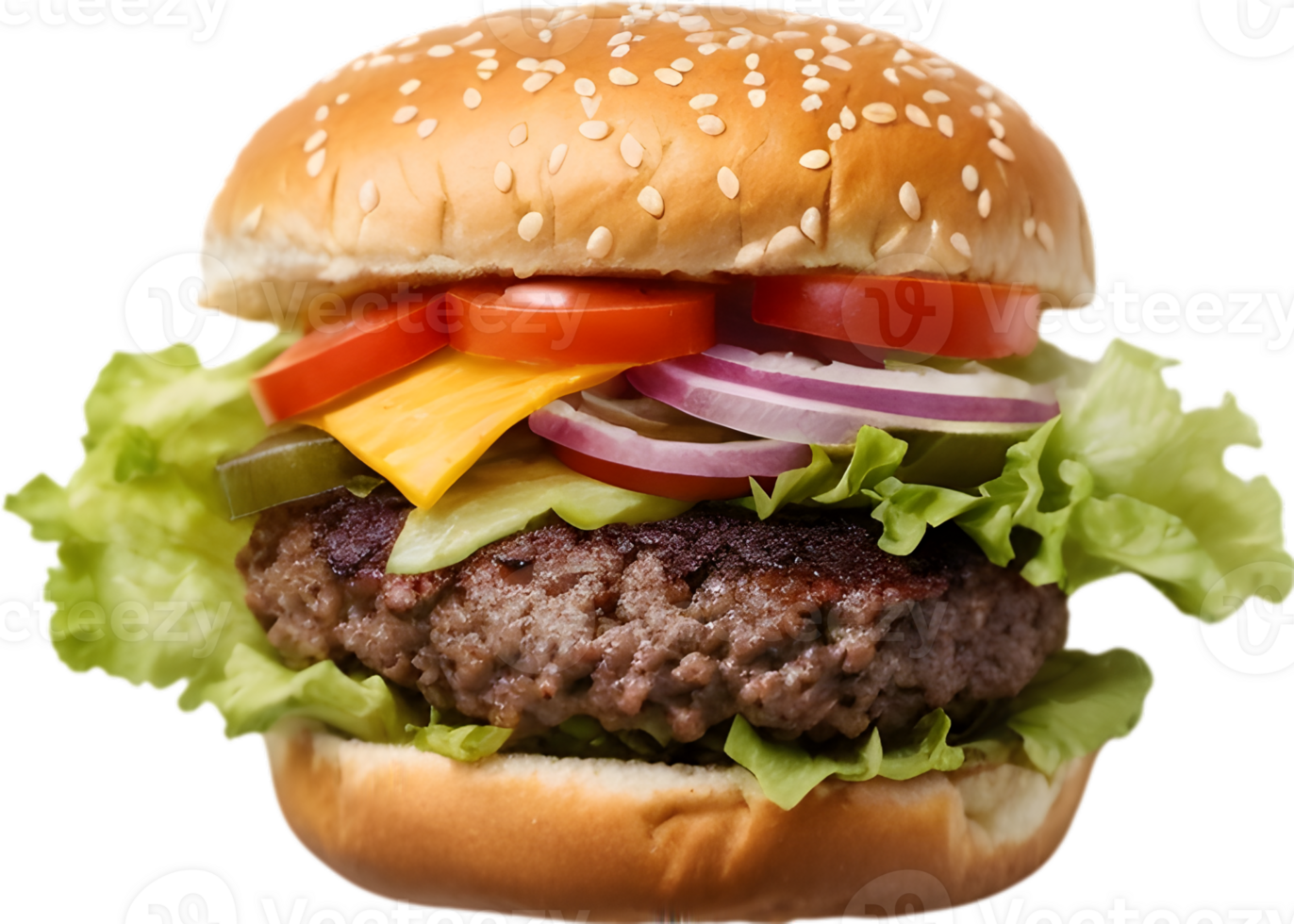 Cheeseburger, Veggie burger, Bacon burger ai generative png