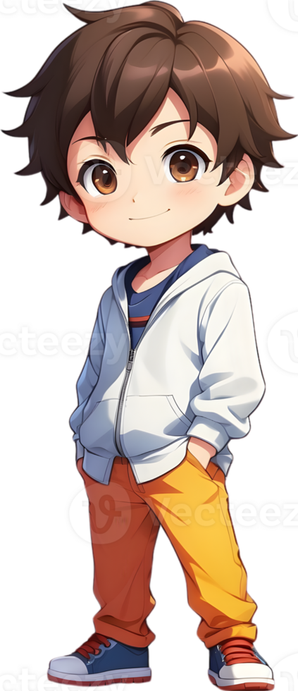 Adorable cartoon boy, sweet kid character, cute child avatar ai generative png
