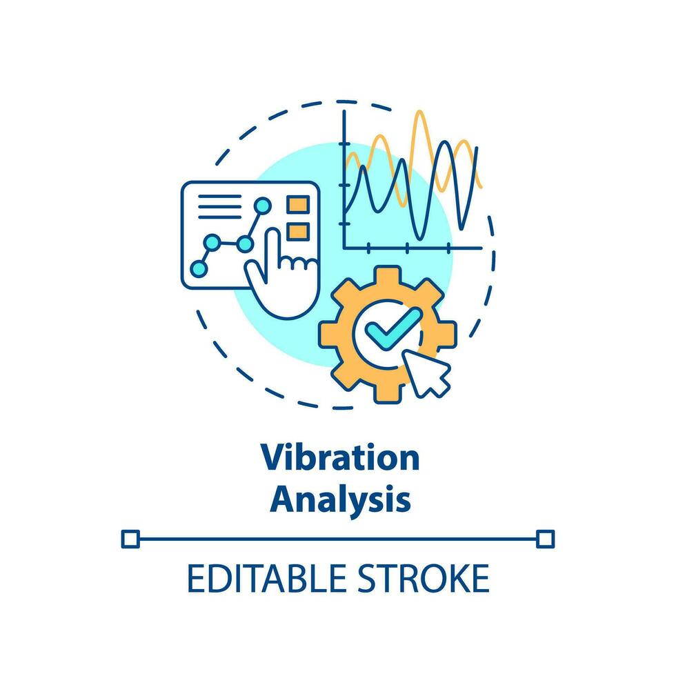 2D editable multicolor icon vibration analysis concept, simple isolated vector, predictive maintenance thin line illustration. vector