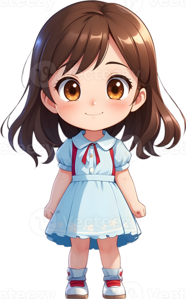 Adorable cartoon girl, sweet kid character, cute child avatar, lovable young girl ai generative png