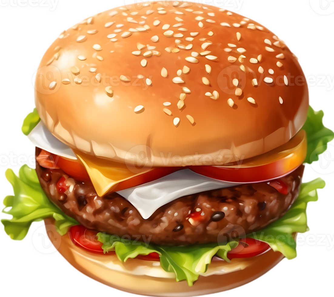 Cheeseburger, Veggie burger, Bacon burger ai generative png