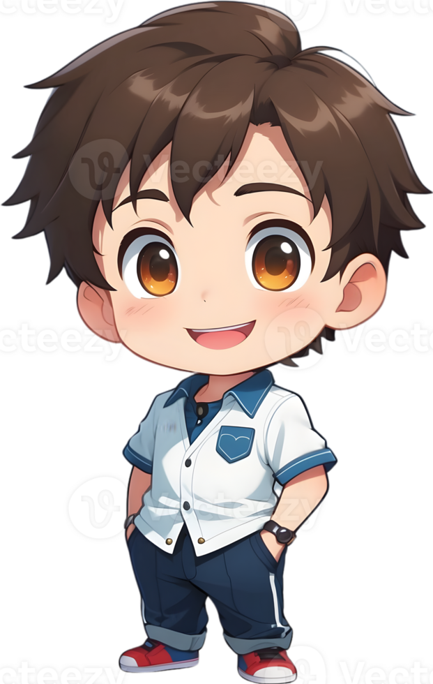 Adorable cartoon boy, sweet kid character, cute child avatar ai generative png