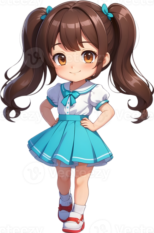 Adorable cartoon girl, sweet kid character, cute child avatar, lovable young girl ai generative png
