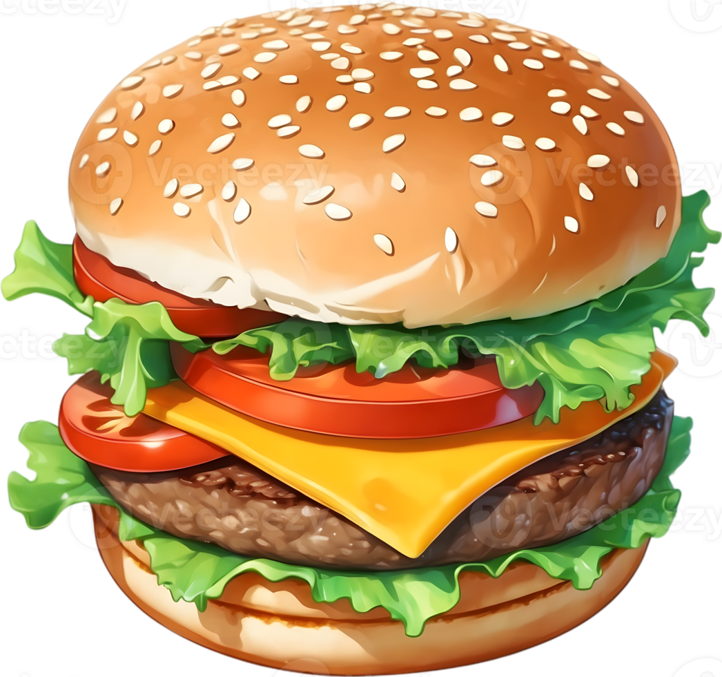 Cheeseburger, Veggie burger, Bacon burger ai generative png