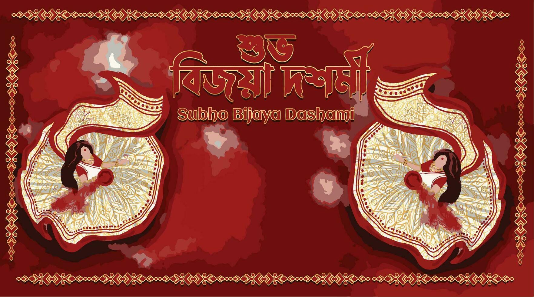 vibrante vijaya dashami festivo ilustración póster vijaya dashami saludos póster vector