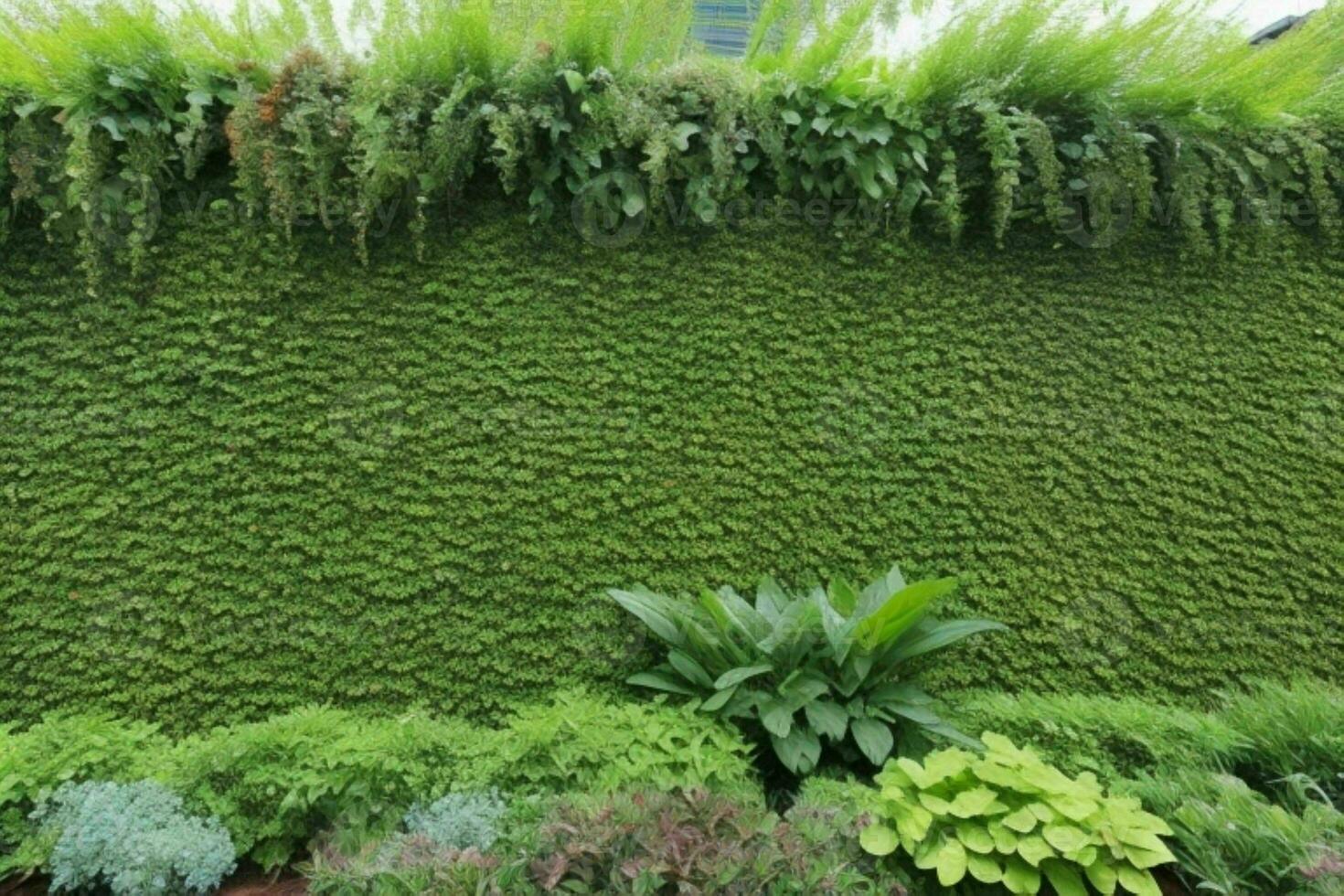 Vertical garden wall. background. AI Generative Pro Photo