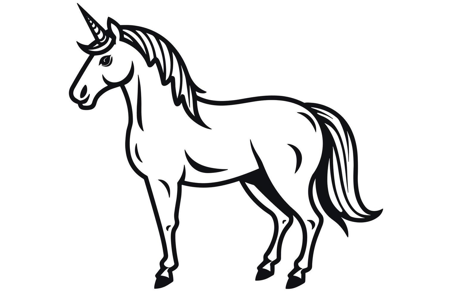 Unicorn - Outline Icon - Pixel Perfect, Vector cute unicorn icon isolated, cartoon, illustration.