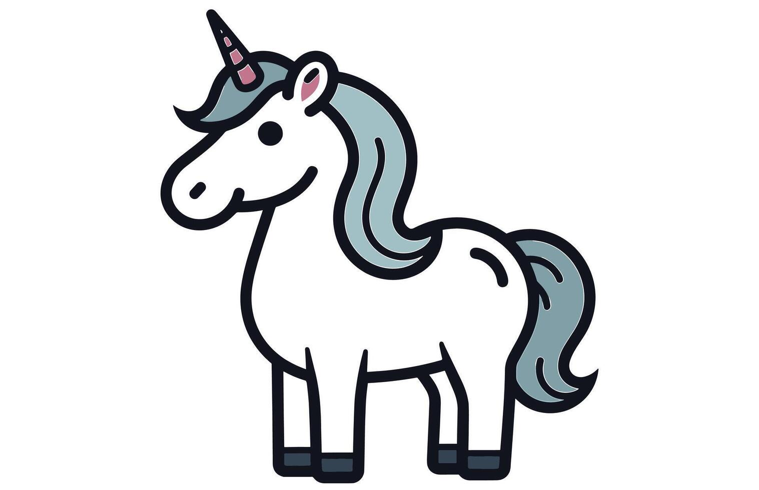 Unicorn - Outline Icon - Pixel Perfect, Vector cute unicorn icon isolated, cartoon, illustration.