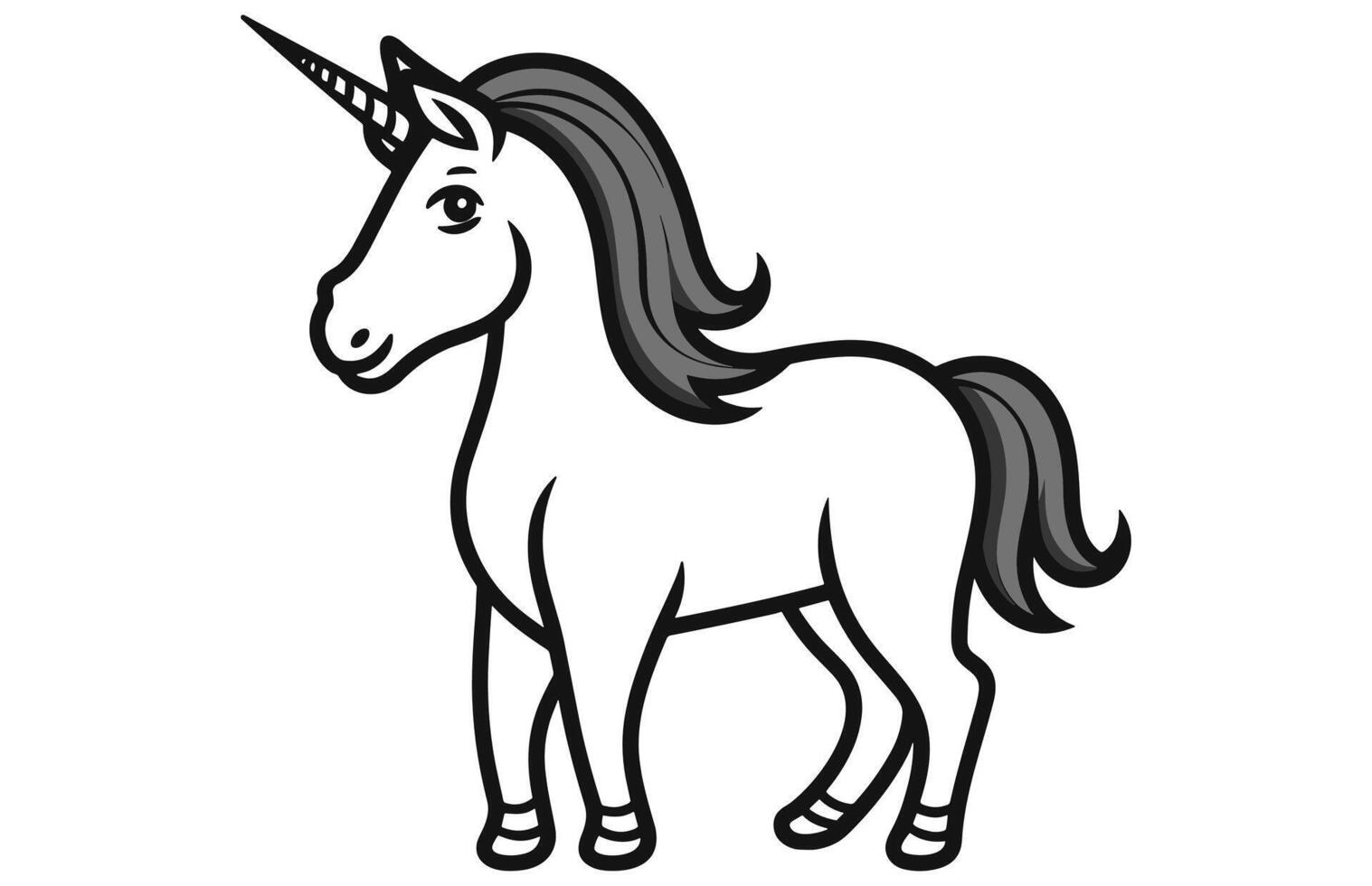 Unicorn - Outline Icon - Pixel Perfect, Vector cute unicorn icon isolated, cartoon, illustration.