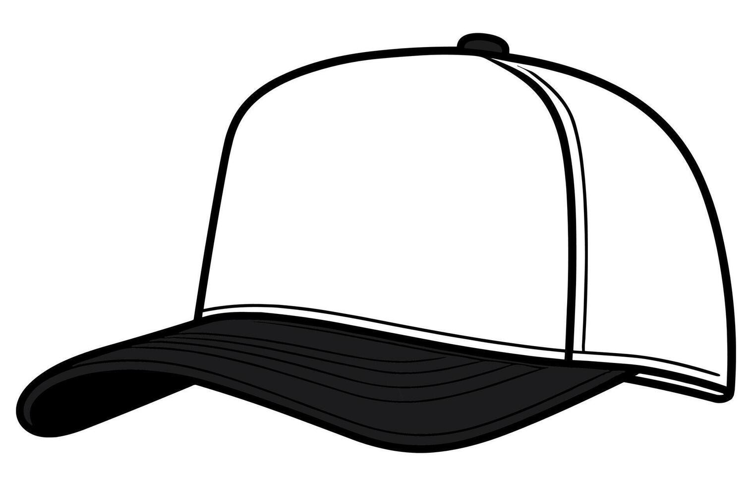 Trucker Hat, Mesh Cap template illustration, Blank black Trucker Hat Vectorize for designers. vector