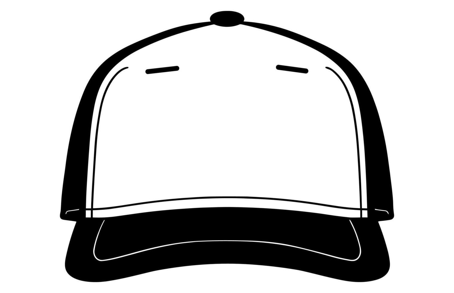 Trucker Hat, Mesh Cap template illustration, Blank black Trucker Hat Vectorize for designers. vector