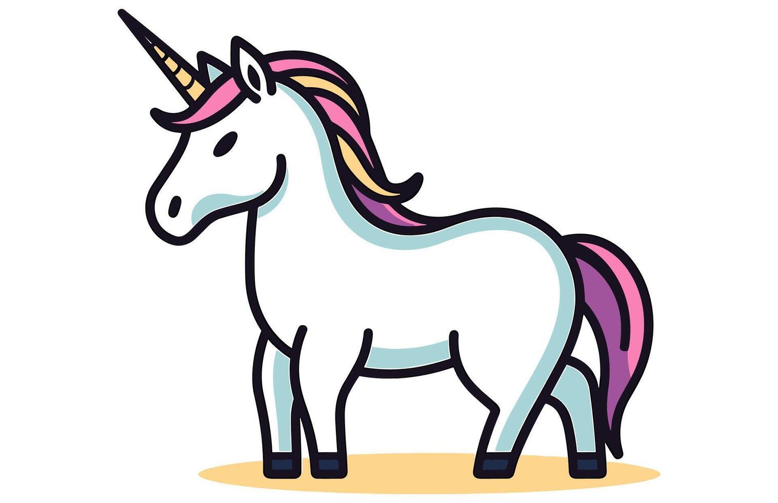 Unicorn - Outline Icon - Pixel Perfect, Vector cute unicorn icon isolated, cartoon, illustration.