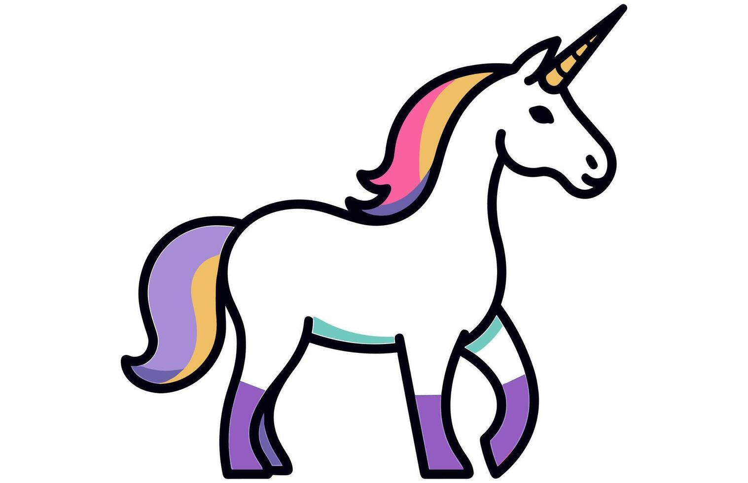 Unicorn - Outline Icon - Pixel Perfect, Vector cute unicorn icon isolated, cartoon, illustration.