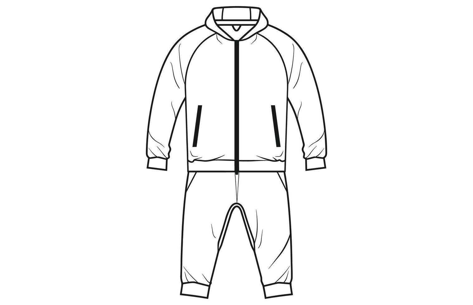 Men's Zip Up Track Jacket Outline Illustration, Long sleeve Men's Zip Up Track Jacket Outline Illustration, Long sleeve