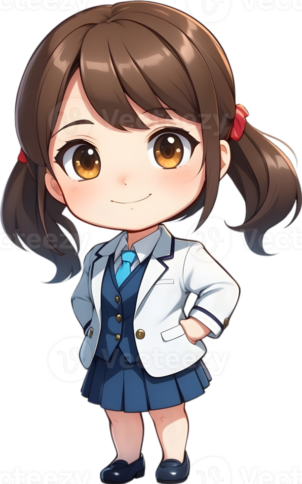 Adorable cartoon girl, sweet kid character, cute child avatar, lovable young girl ai generative png