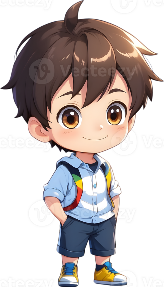Adorable cartoon boy, sweet kid character, cute child avatar ai generative png