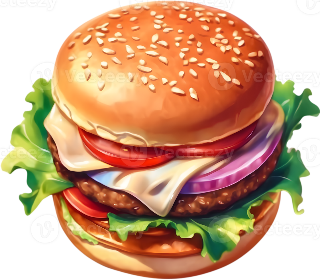 Cheeseburger, Veggie burger, Bacon burger ai generative png