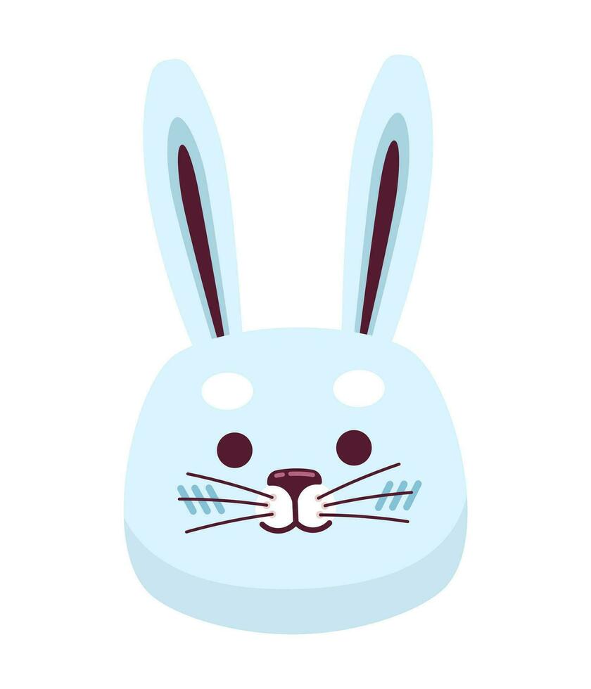 Cute blue rabbit 2D cartoon character. Mid-autumn festival bunny isolated vector personage white background. March hare. Japanese usagi. Moon bunny. Kawaii animal color flat spot illustration