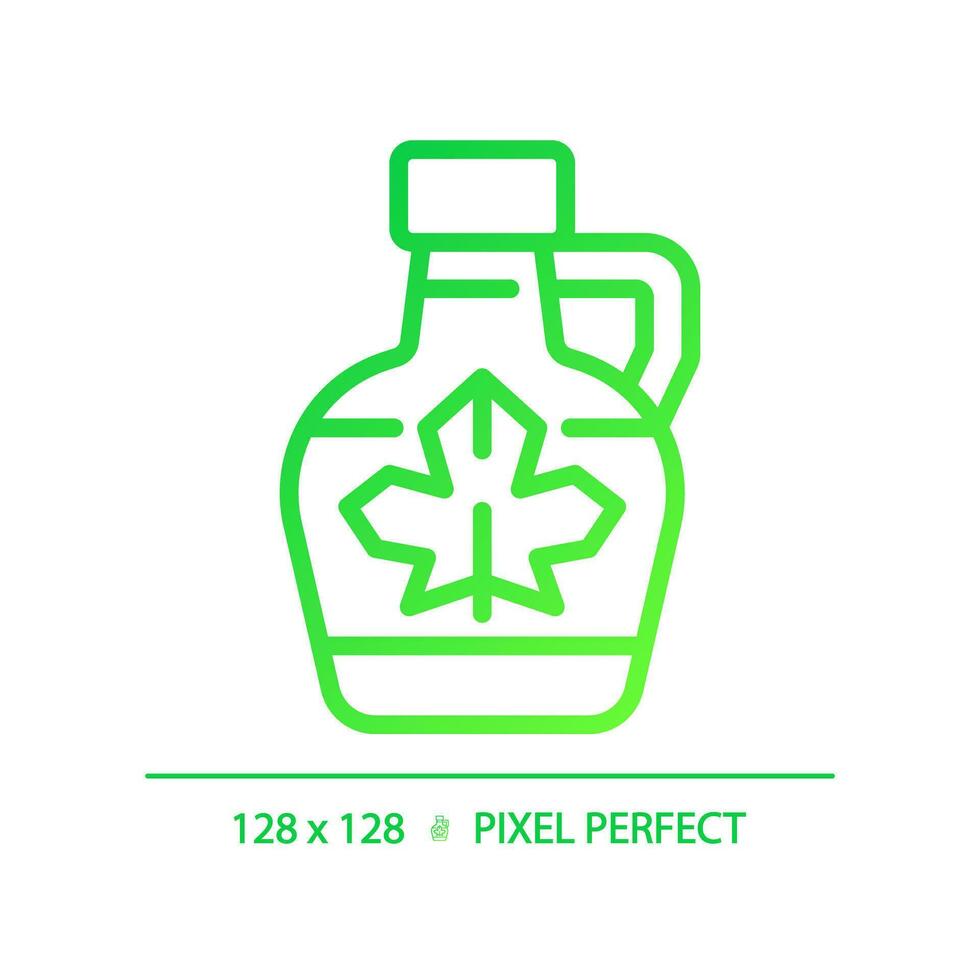 2D pixel perfect gradient maple syrup icon, isolated vector, thin line green illustration representing allergen free. vector