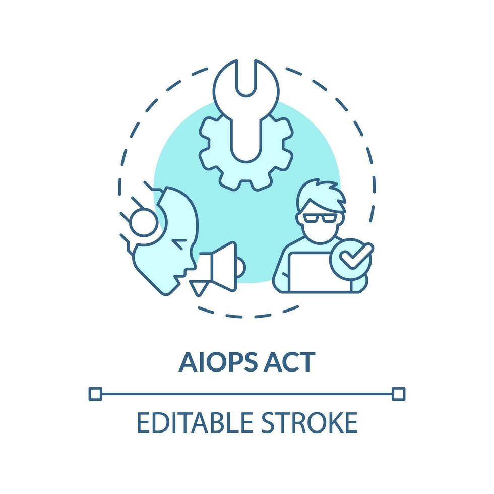 2D editable AI ops act icon representing AI ops, isolated vector, blue thin line illustration. vector