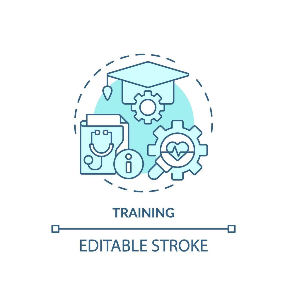 2D editable blue icon training concept, isolated monochromatic vector, health interoperability resources thin line illustration. vector