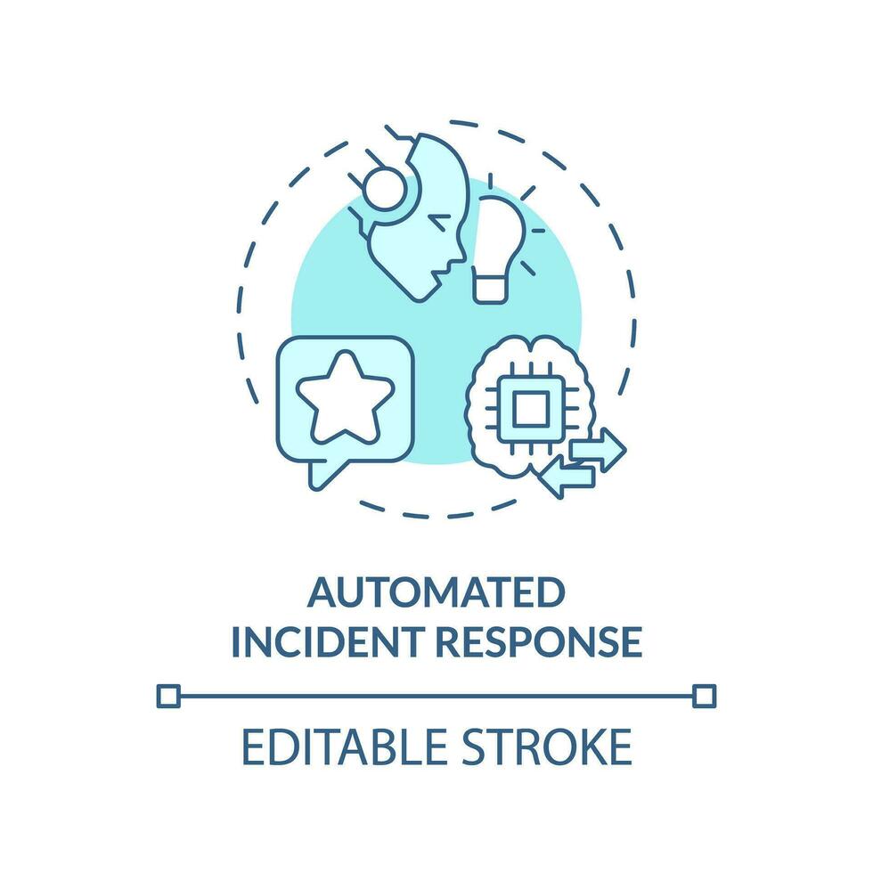 2D editable automated incident response icon representing AI ops, isolated vector, blue thin line illustration. vector