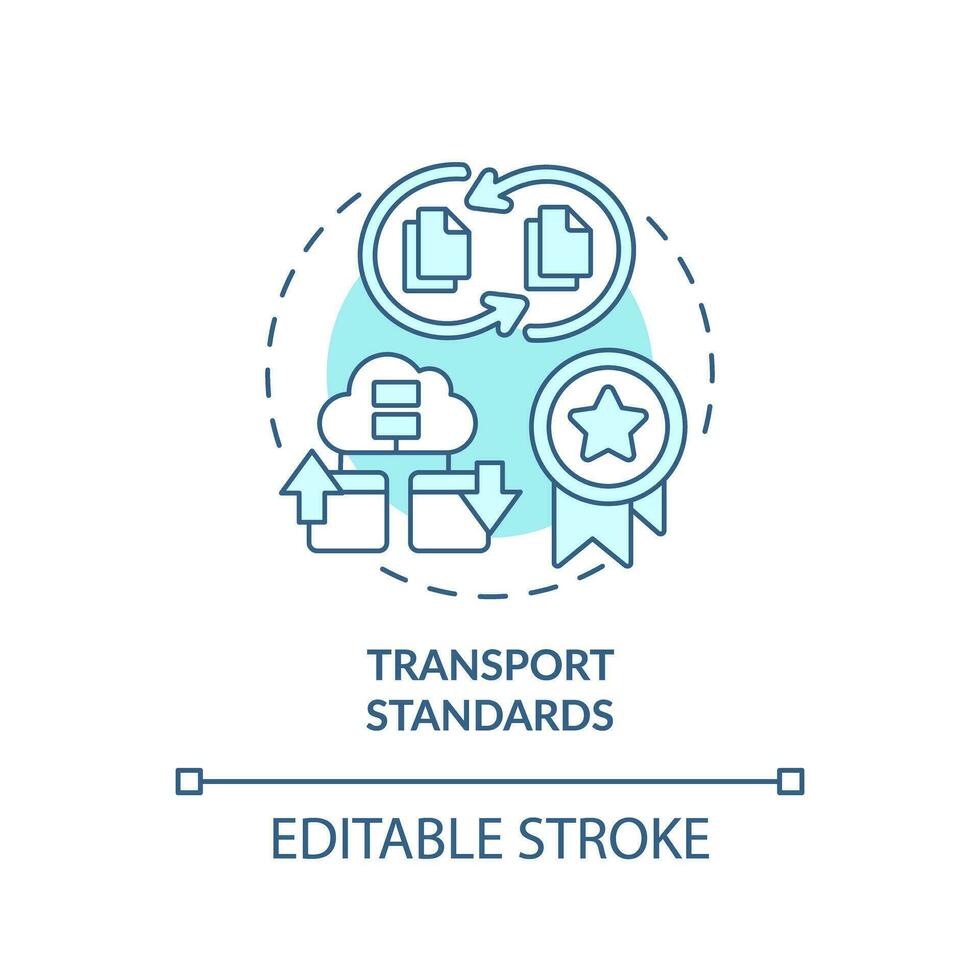 2D editable blue icon transport standards concept, isolated monochromatic vector, health interoperability resources thin line illustration. vector