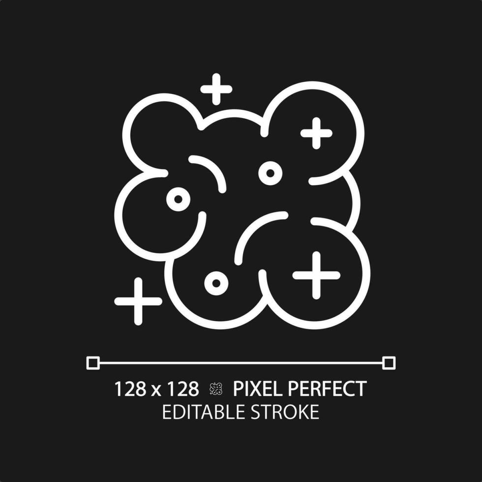 Nebula pixel perfect white linear icon for dark theme. Stellar system. Star formation. Milky way. Cosmic dust. Outer space. Thin line illustration. Isolated symbol for night mode. Editable stroke vector