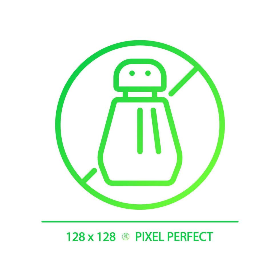 2D pixel perfect gradient no pesticides icon, isolated vector, thin line green illustration representing allergen free. vector